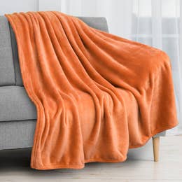 Classic Orange Fleece Throw Blanket