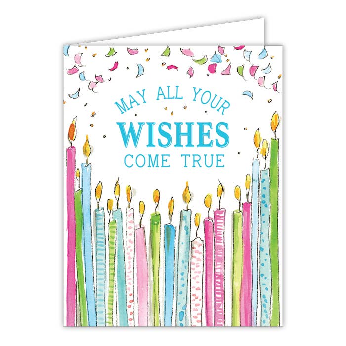 May All Your Wishes Come True Candles Confetti Greeting Card