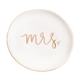 Mrs. Jewelry Dish - White and Gold Foil