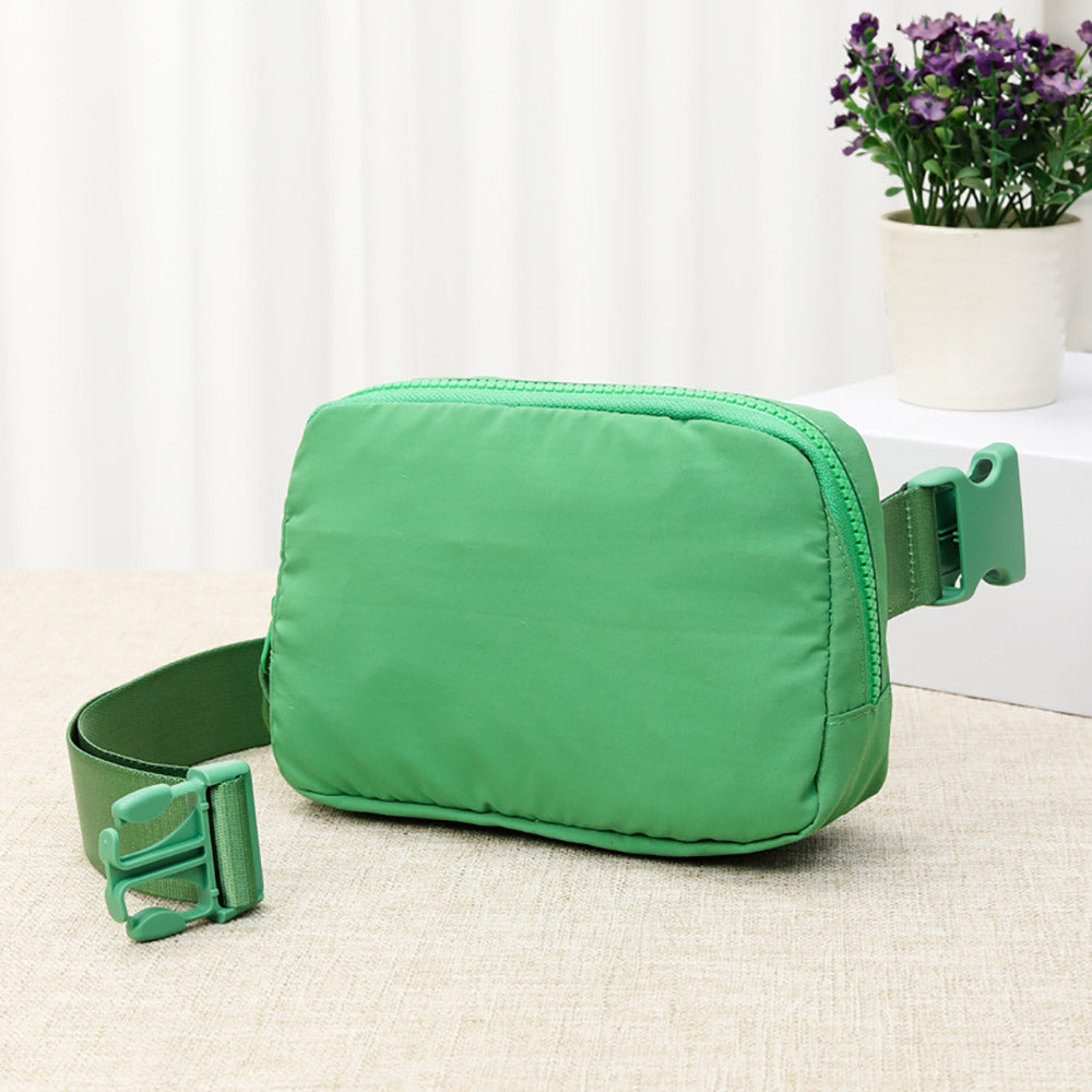 Green Solid Nylon Sling Bag