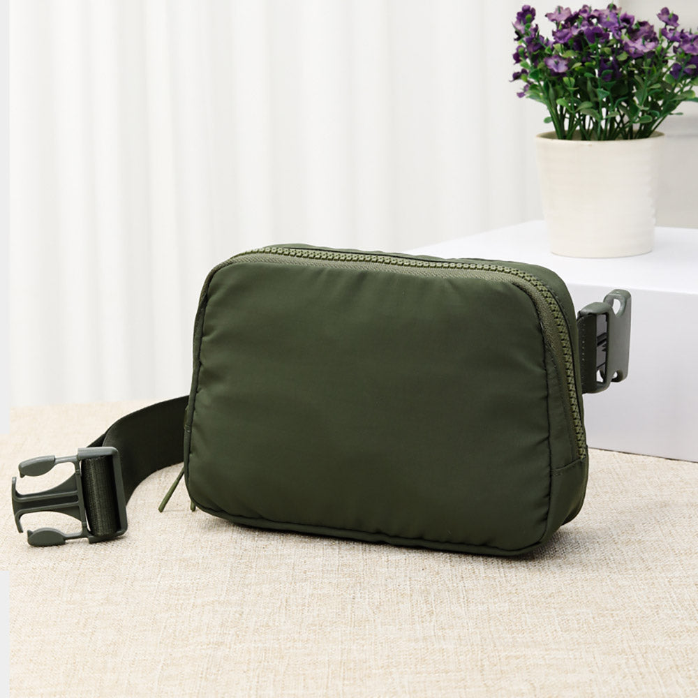 Olive Green Solid Nylon Sling Bag