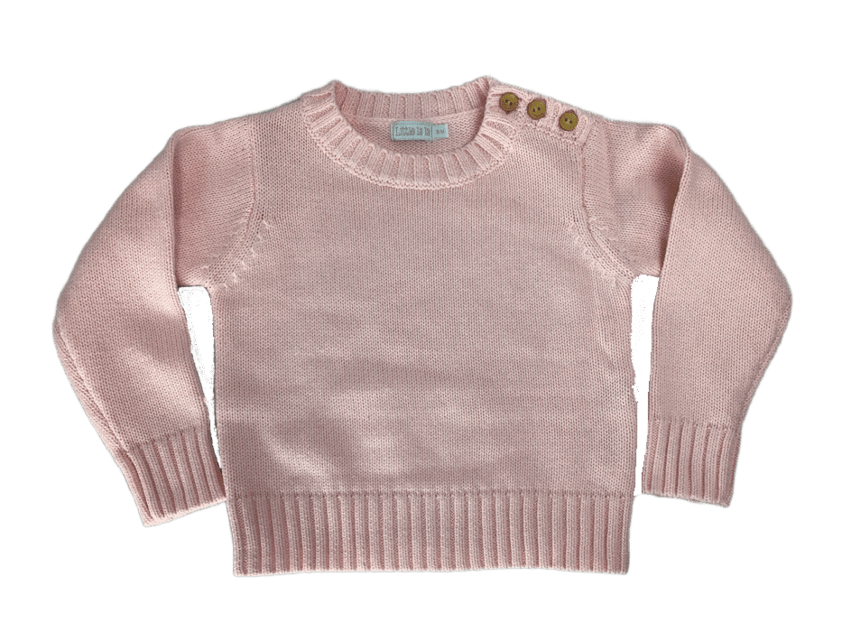 Little La La Solid Button Knit Sweater