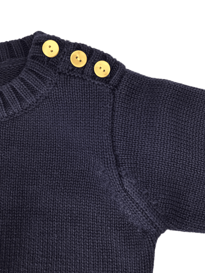 Little La La Solid Button Knit Sweater