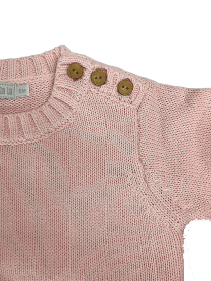 Little La La Solid Button Knit Sweater