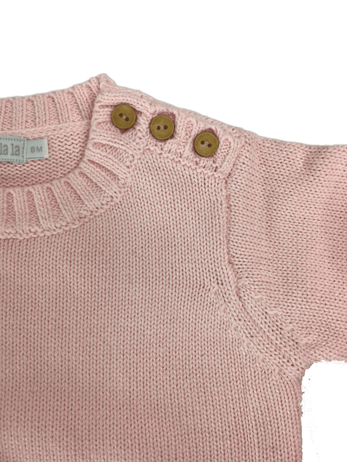 Little La La Solid Button Knit Sweater