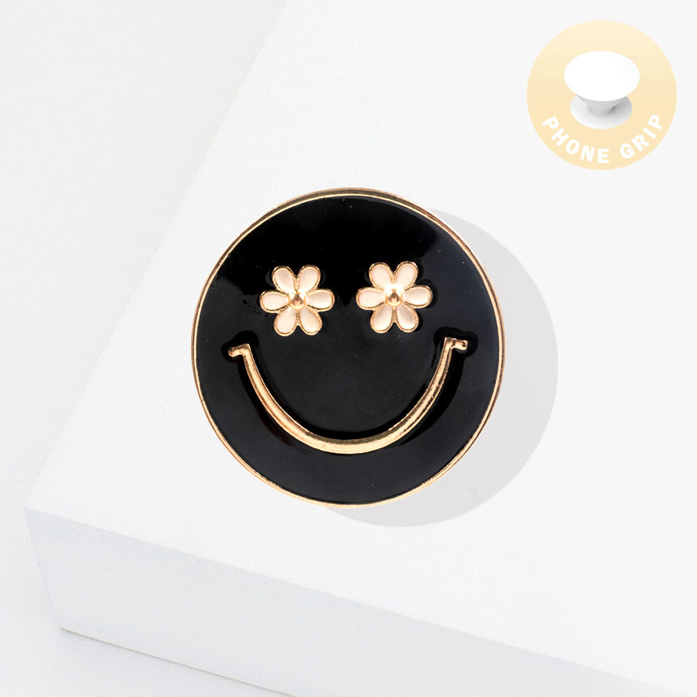 Enamel Smile Adhesive Phone Grip and Stand