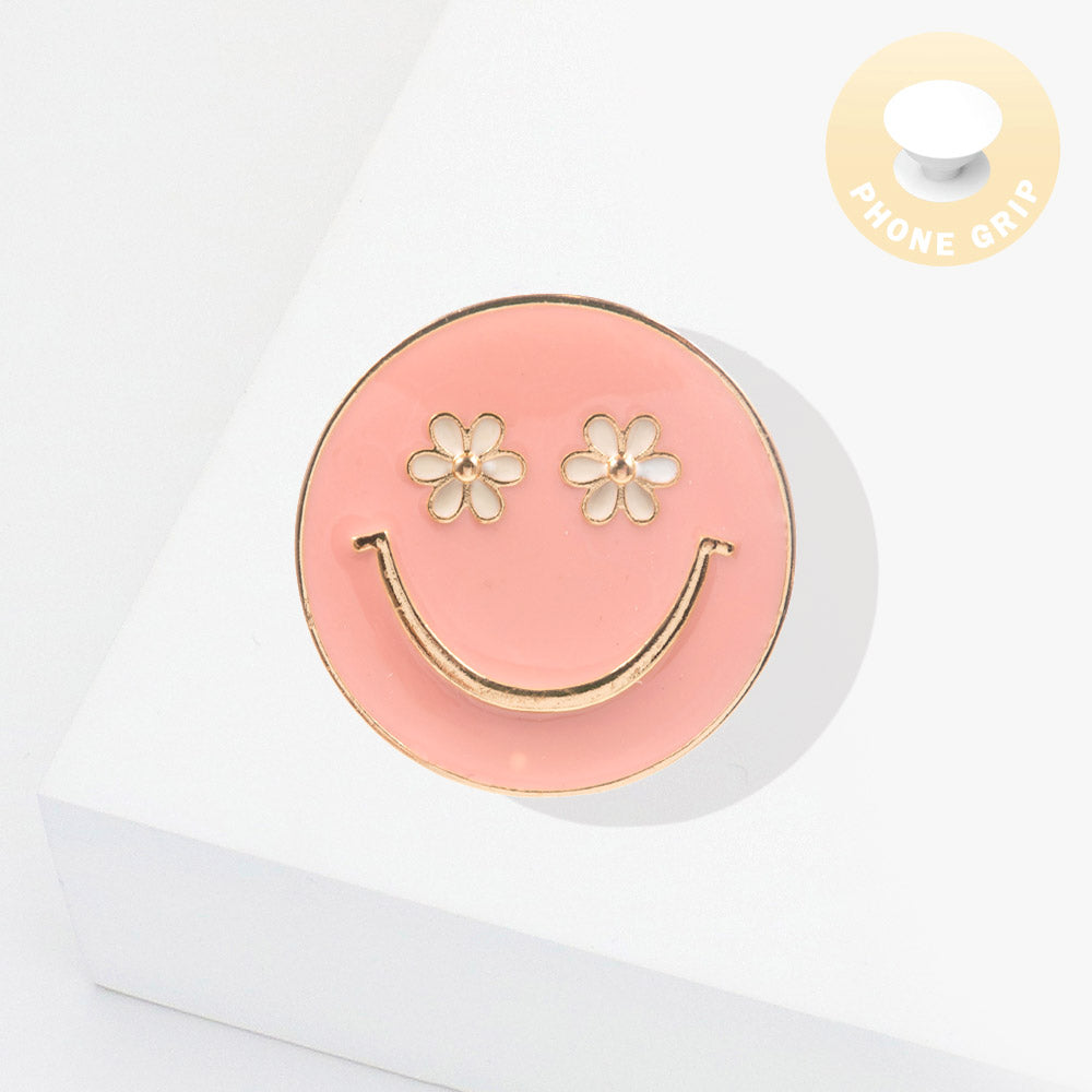 Enamel Smile Adhesive Phone Grip and Stand