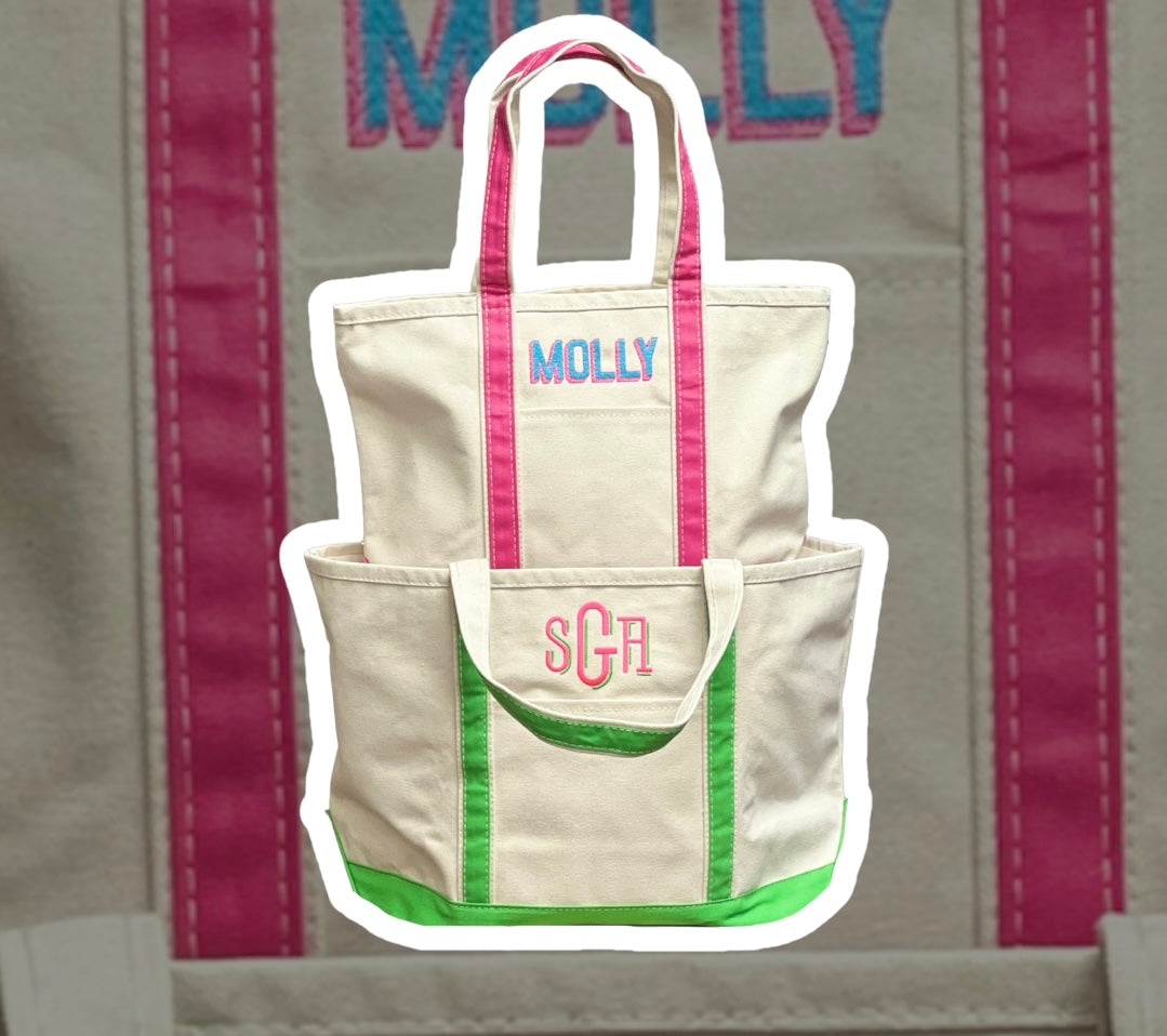 Personalized Large Boat Tote Canvas Beach Bag Maroon