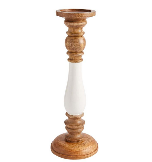 Enamel and Wood Candlestick