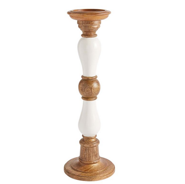 Enamel and Wood Candlestick