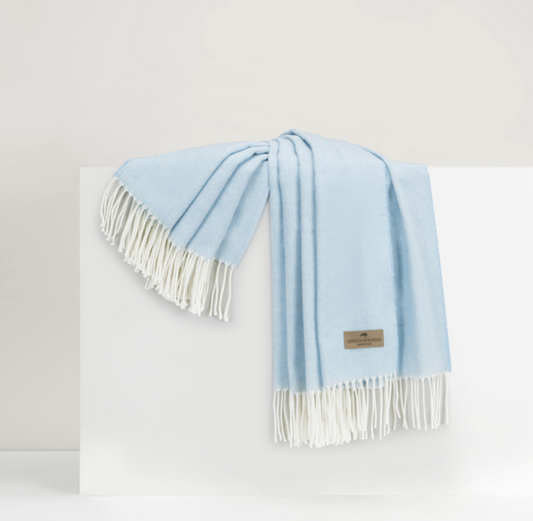 Sky Blue Italian Herringbone Throw