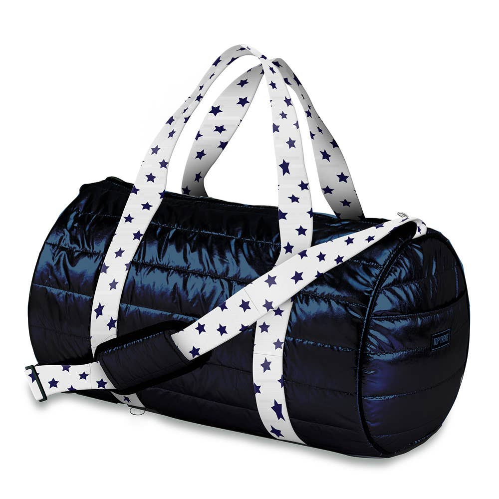 Navy Puffer Duffle Bag w/Blue Star Strap