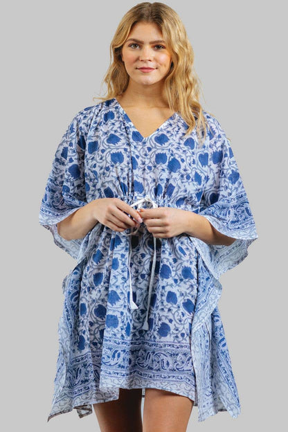 Block-Printed Caftans: Sky Blue & Turquoise