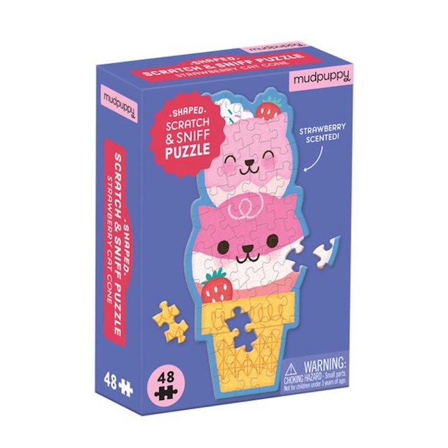 Puzzle Mini Scratch And Sniff Strawberry Cat Cone (48 Piece)