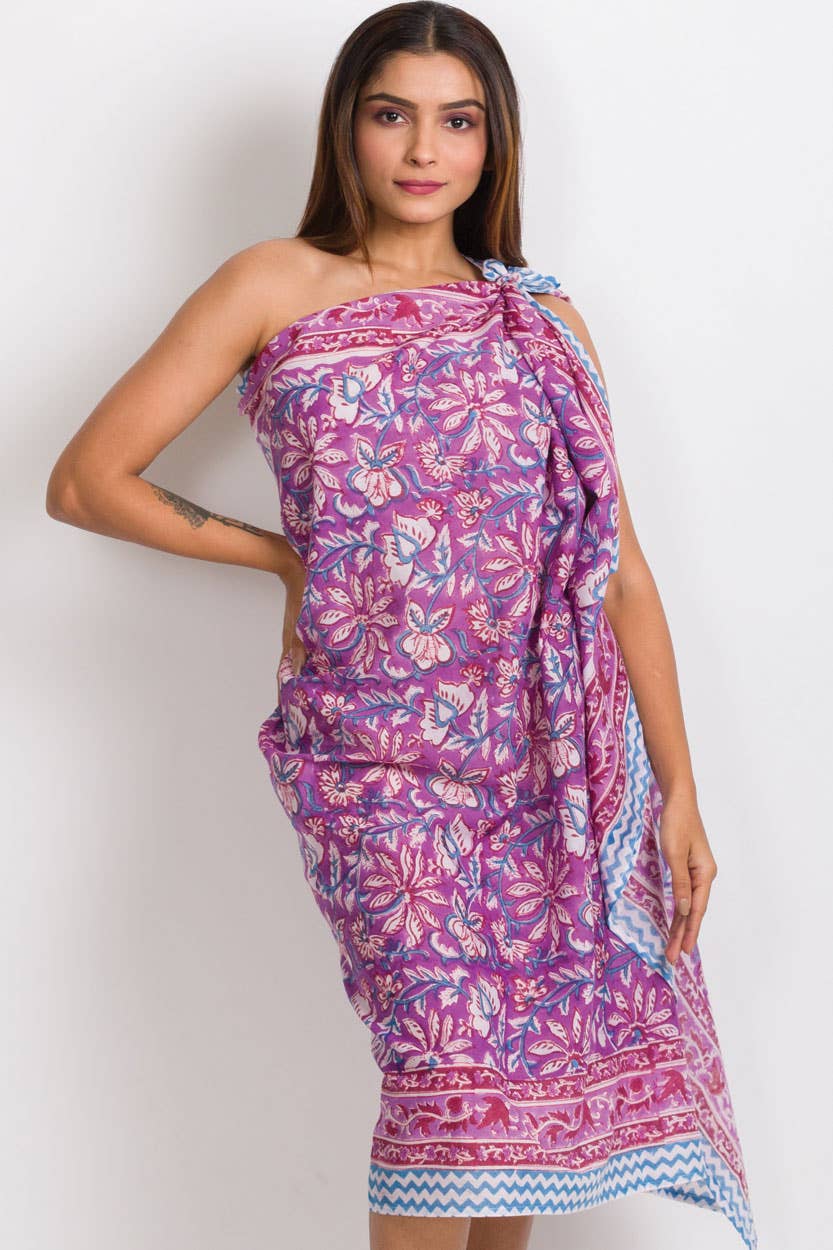 Kishori Block Print Sarongs: Purple & Fuchsia
