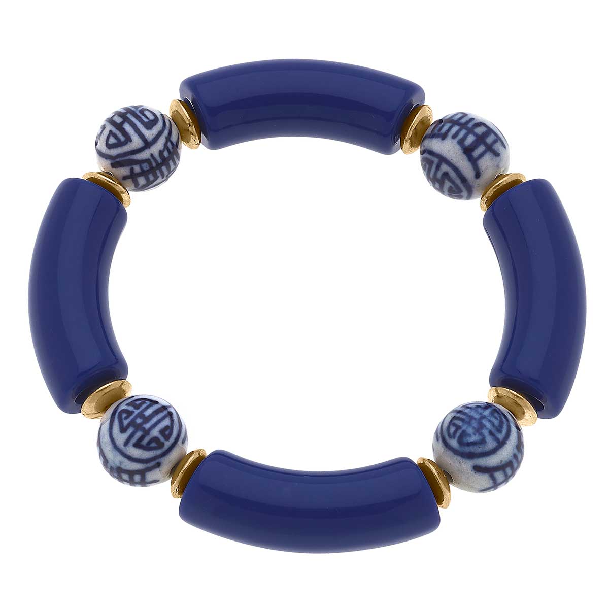 Lelani Chinoiserie Resin Stretch Bracelet in Blue
