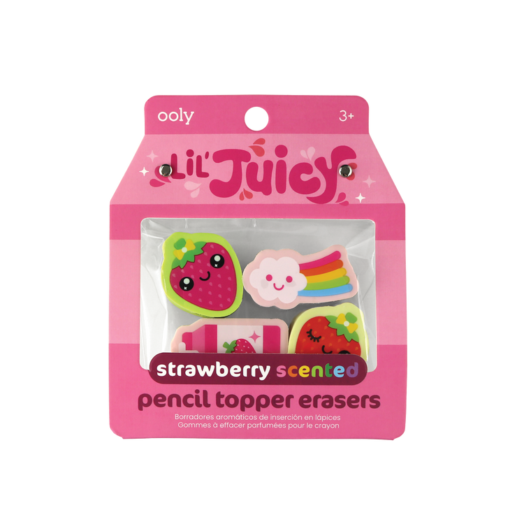 Lil' Juicy Scented Pencil Topper Erasers - Strawberry (Set of 4)
