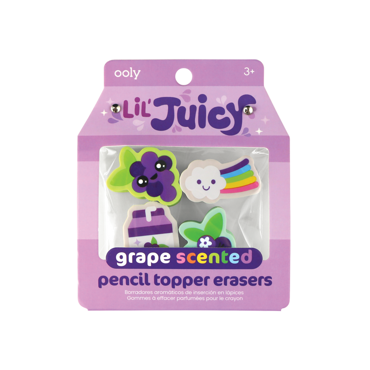 Lil' Juicy Scented Pencil Topper Erasers - Grape (Set of 4)