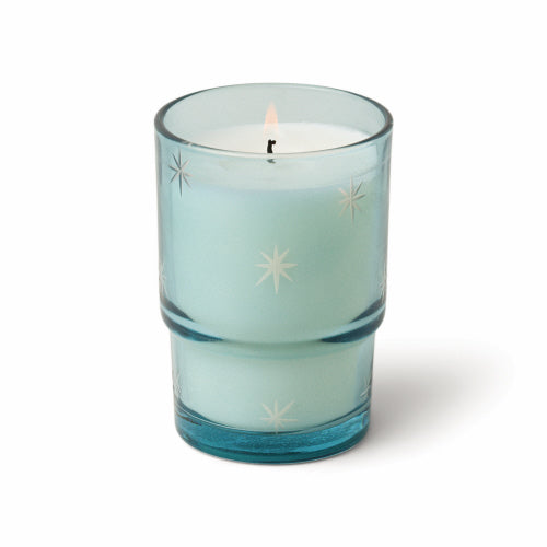 Noel 5.5 Oz. Etched Stars On Blue Transparent Glass  - White Woods & Mint