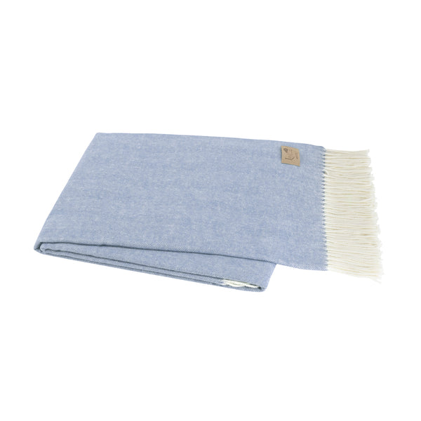 Italian Herringbone Throws in Chambray