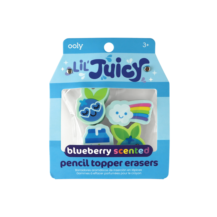 Lil' Juicy Scented Pencil Topper Erasers - Blueberry (Set of 4)